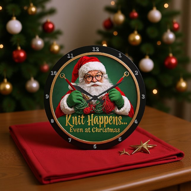 Grande Horloge Ronde Knit arrive Père Noël (Créateur téléchargé)