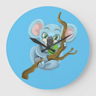 Grande Horloge Ronde koala-animal-bois-australie