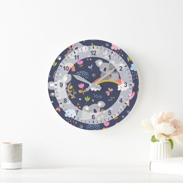 Grande Horloge Ronde Koala Rainbow Love Motif (Maison)