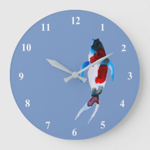 Grande Horloge Ronde Koi aquarelle