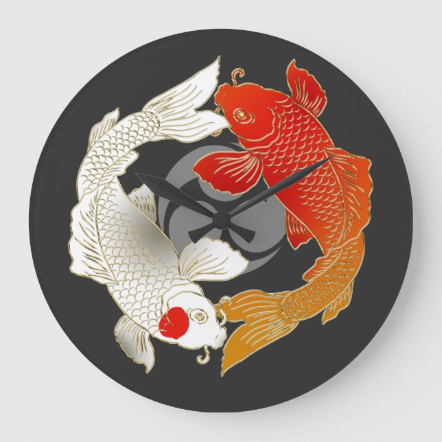 Grande Horloge Ronde Koi avec Mon style japonais (Recto)