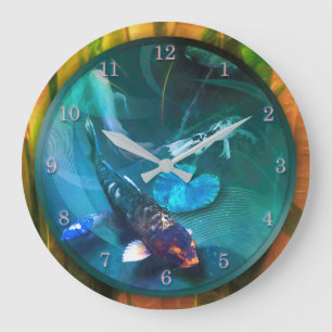 Grande Horloge Ronde Koi Fish JOY DE KOI
