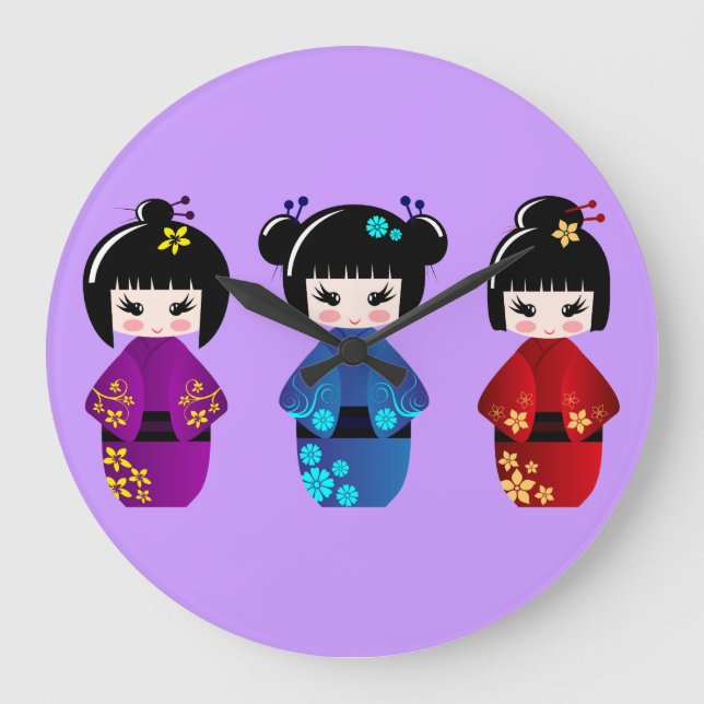 Grande Horloge Ronde Kokeshi dolls wall clock (Recto)