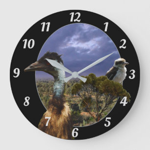 Grande Horloge Ronde Kookaburra, Émeu, Paysage australien,  
