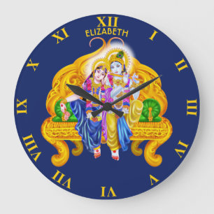 Grande Horloge Ronde Krishna Radha Vigneshwara Hinduisme psychédélique