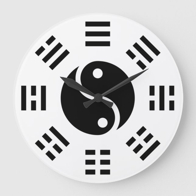 Grande Horloge Ronde La balance : Ba Gua, huit trigrammes yin yang TCM (Recto)