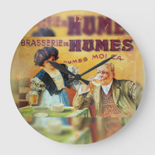 Grande Horloge Ronde La Brasserie, poster vintage française.
