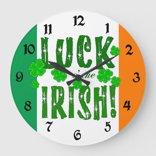 Grande Horloge Ronde La chance de l'horloge Shamrock irlandaise orange  (Recto)