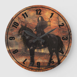 Grande Horloge Ronde La Dame d'Halloween