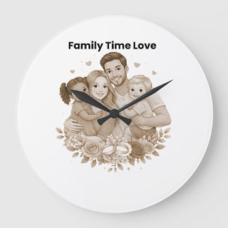 Grande Horloge Ronde La famille d'abord toujours – Citation d'amour émo