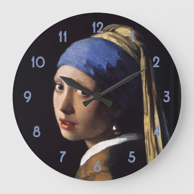 Grande Horloge Ronde La fille de Johannes Vermeer avec une oreille perl (Recto)