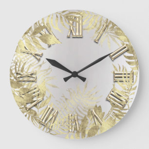 Grande Horloge Ronde La fougère d'or de région boisée contrecarre le