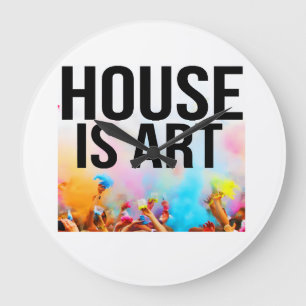 GRANDE HORLOGE RONDE LA MAISON EST L'ART, POLICES NOIRES, LES GENS PEIG
