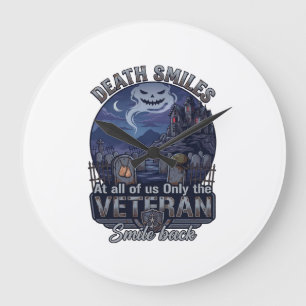 Grande Horloge Ronde La mort sourit Vétéran Halloween Fantôme Cimetière