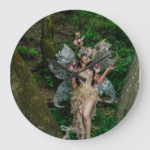Grande Horloge Ronde La nature et les femmes en vêtements uniques