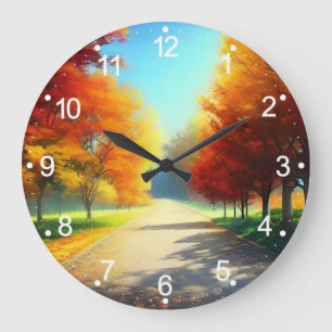 Grande Horloge Ronde La nature Les arbres d'automne dans la forêt