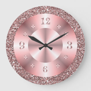 Grande Horloge Ronde La Parties scintillant Rose d'or branchée Sparkle