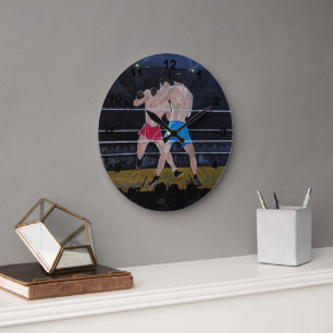 Grande Horloge Ronde La peinture des boxeurs par Alfred Fox