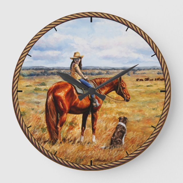 Grande Horloge Ronde La Petite Cowgirl du Cattle Horse (Recto)