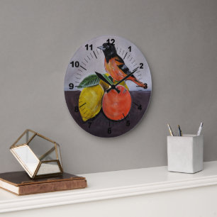 Grande Horloge Ronde La pose reposante du loriot Peinture d'Alfred Fox