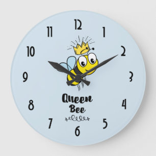 Grande Horloge Ronde La reine Bee mignonne Bumble Bee avec Couronne