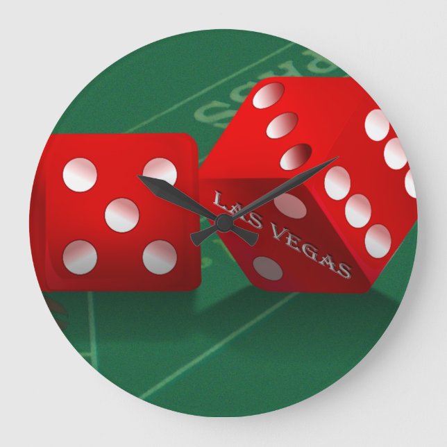 Grande Horloge Ronde La Table Des Craps Avec Le Dice De Las Vegas (Recto)