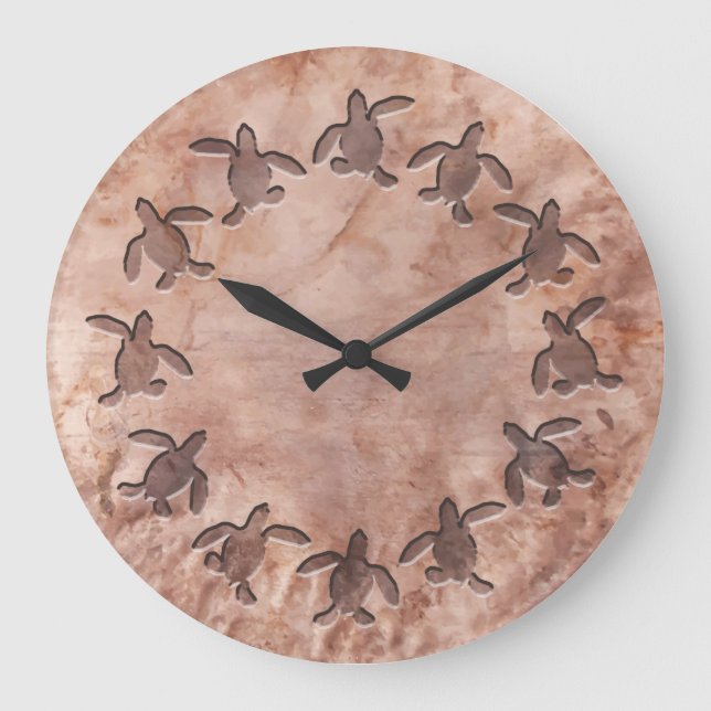 Grande Horloge Ronde La tortue verte a martelé l'horloge murale de (Recto)