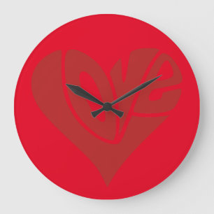 Grande Horloge Ronde La typographie de l'amour en forme de coeur