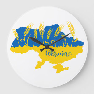 Grande Horloge Ronde La typographie ukrainienne et l'oreille au blé sur