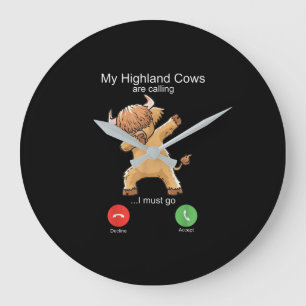 Grande Horloge Ronde La vache écossaise des Highlands appelle