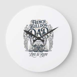 Grande Horloge Ronde La vie de papa bouledogue français est rude vintag