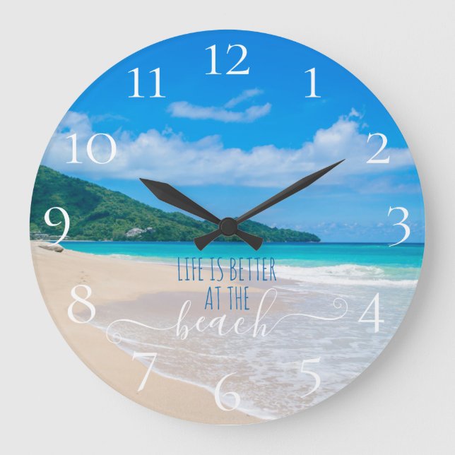 Grande Horloge Ronde La vie est meilleure à la plage  (Recto)