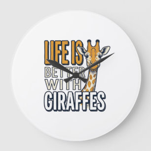 Grande Horloge Ronde La vie est meilleure avec des girafes modèle de t-