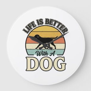 Grande Horloge Ronde La vie est meilleure avec un chien vintage shirt d