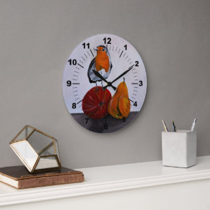 Grande Horloge Ronde La visite fugace du rouge-gorge Peinture d'Alfred