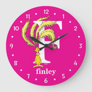 Grande Horloge Ronde L'ABC de Dr Seuss : Lettre F - Blanc Ajoutez vot