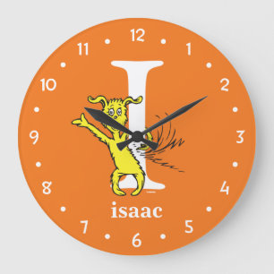 Grande Horloge Ronde L'ABC de Dr Seuss : Lettre I - Blanc Ajoutez vot
