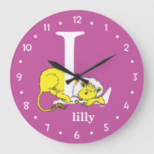 Grande Horloge Ronde L'ABC de Dr Seuss : Lettre L - Blanc   Ajoutez vot