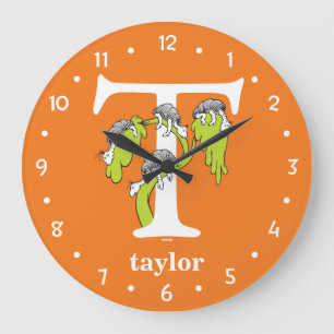 Grande Horloge Ronde L'ABC de Dr Seuss : Lettre T - Blanc Ajoutez vot