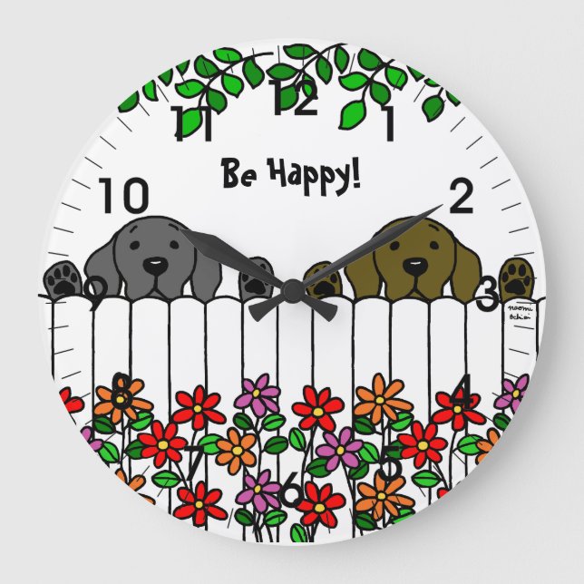 Grande Horloge Ronde Labrador Duo vous regarde (Recto)