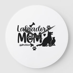 Grande Horloge Ronde Labrador Maman SVG � Silhouette de Chien & Emprein