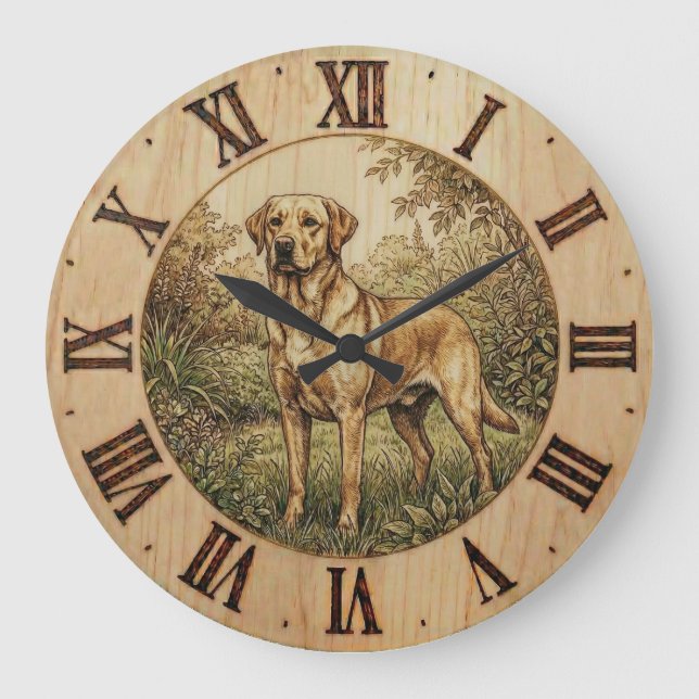 Grande Horloge Ronde  Labrador Retriever wooden Wall Clock  (Recto)