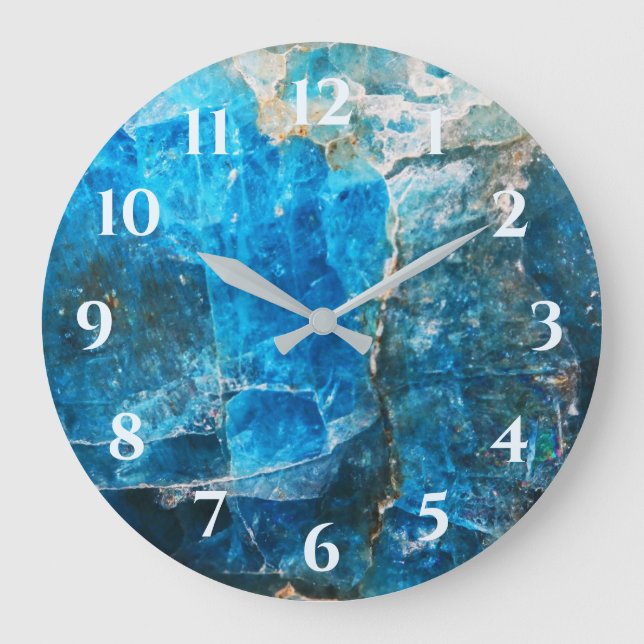 Grande Horloge Ronde Labradorite Gems bleu chiffres (Recto)