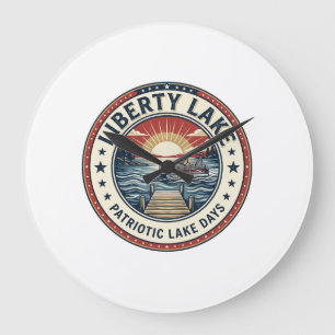 Grande Horloge Ronde Lac de la Liberté Patriote Vie Lac Vintage