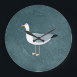 Grande Horloge Ronde Lac Seagull<br><div class="desc">A cheeky seagull standing by the deep green ocean. Perfect pour la belle qui aime la sassy birds and the coast.</div>