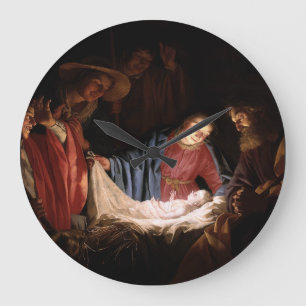 Grande Horloge Ronde L'Adoration des Bergers par Honthorst