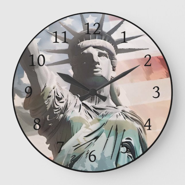 Grande Horloge Ronde Lady Liberty et le drapeau américain (Recto)