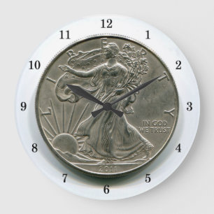 Grande Horloge Ronde Lady Liberty Silver Dollar Wall Clock