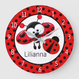 Grande Horloge Ronde Ladybugs