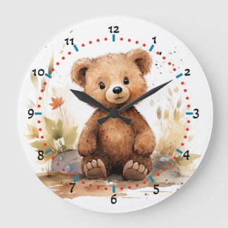 Grande Horloge Ronde Laissez teddy enseigner à votre enfant la lecture 